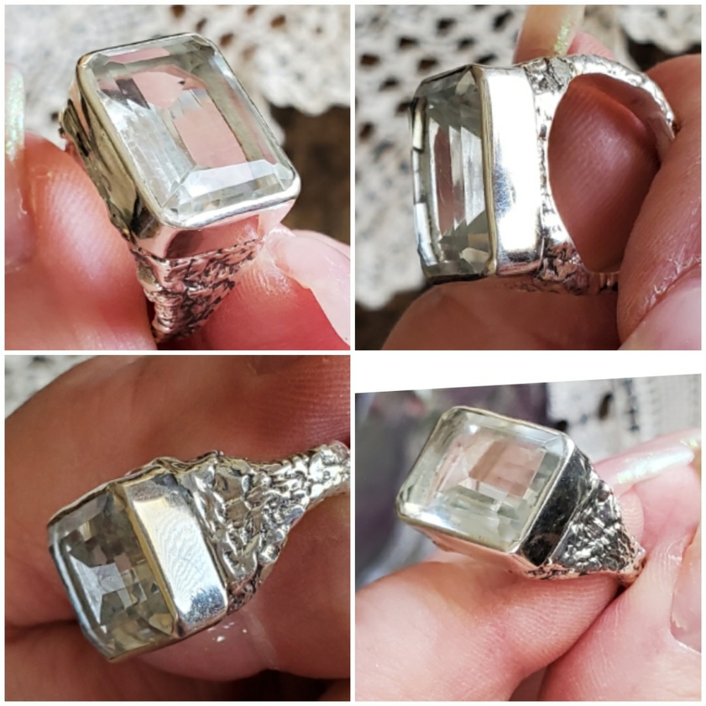 Genuine 12ct White Topaz Ring Size 8 - Picture 4 of 8